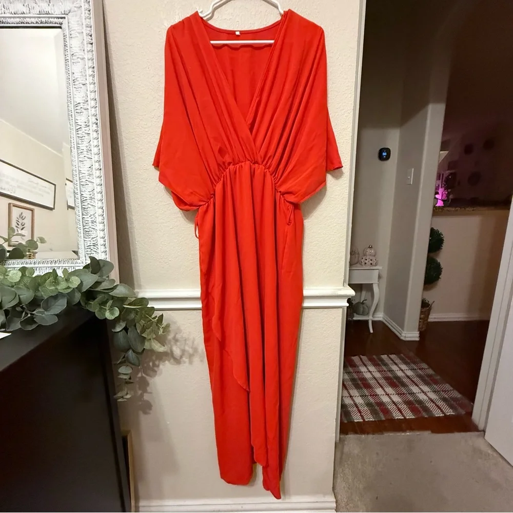 Elegant Red maxi 2x Women's Dress - Picture 2 of 13